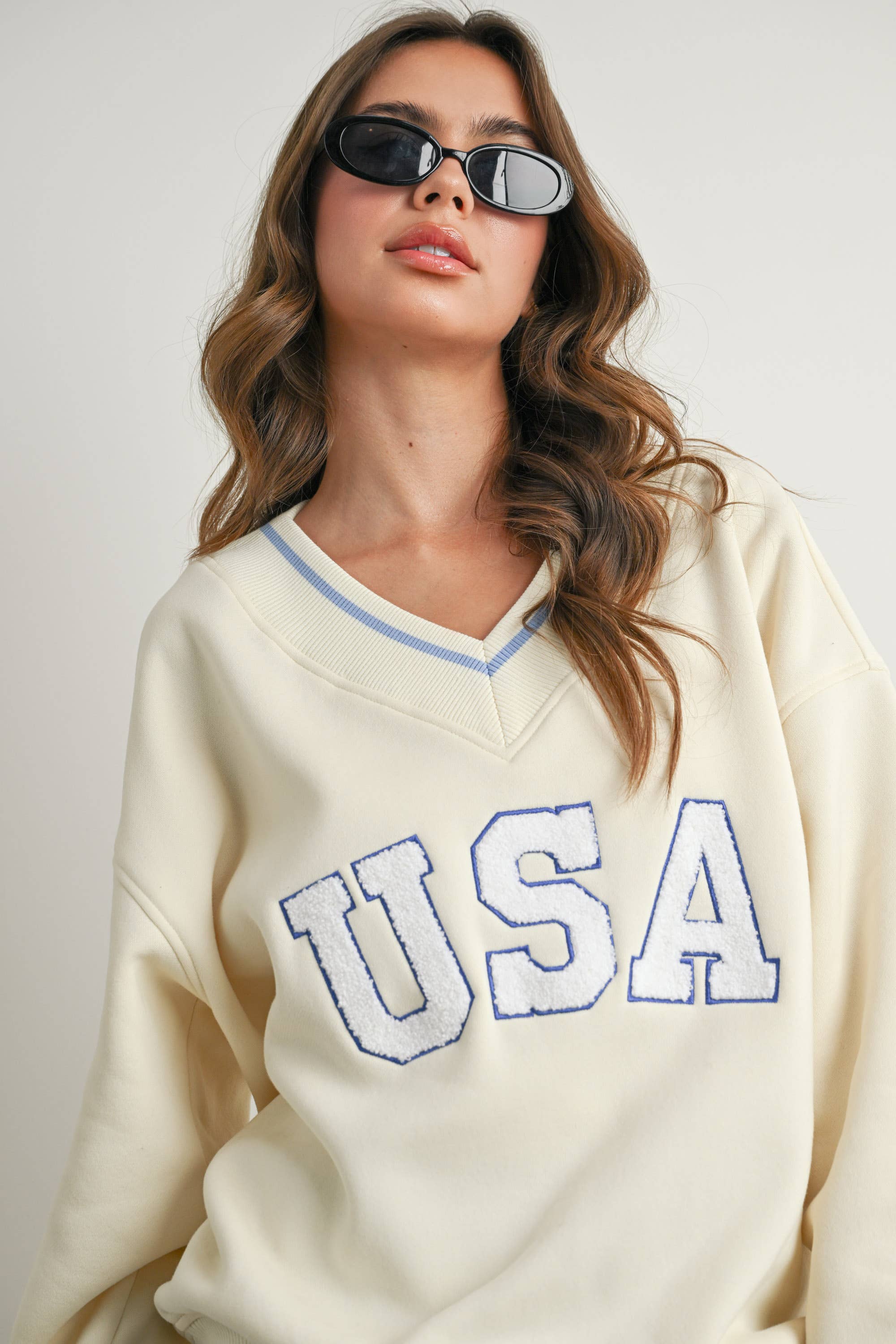 USA | Crew Neck Graphic Long Sleeve Top