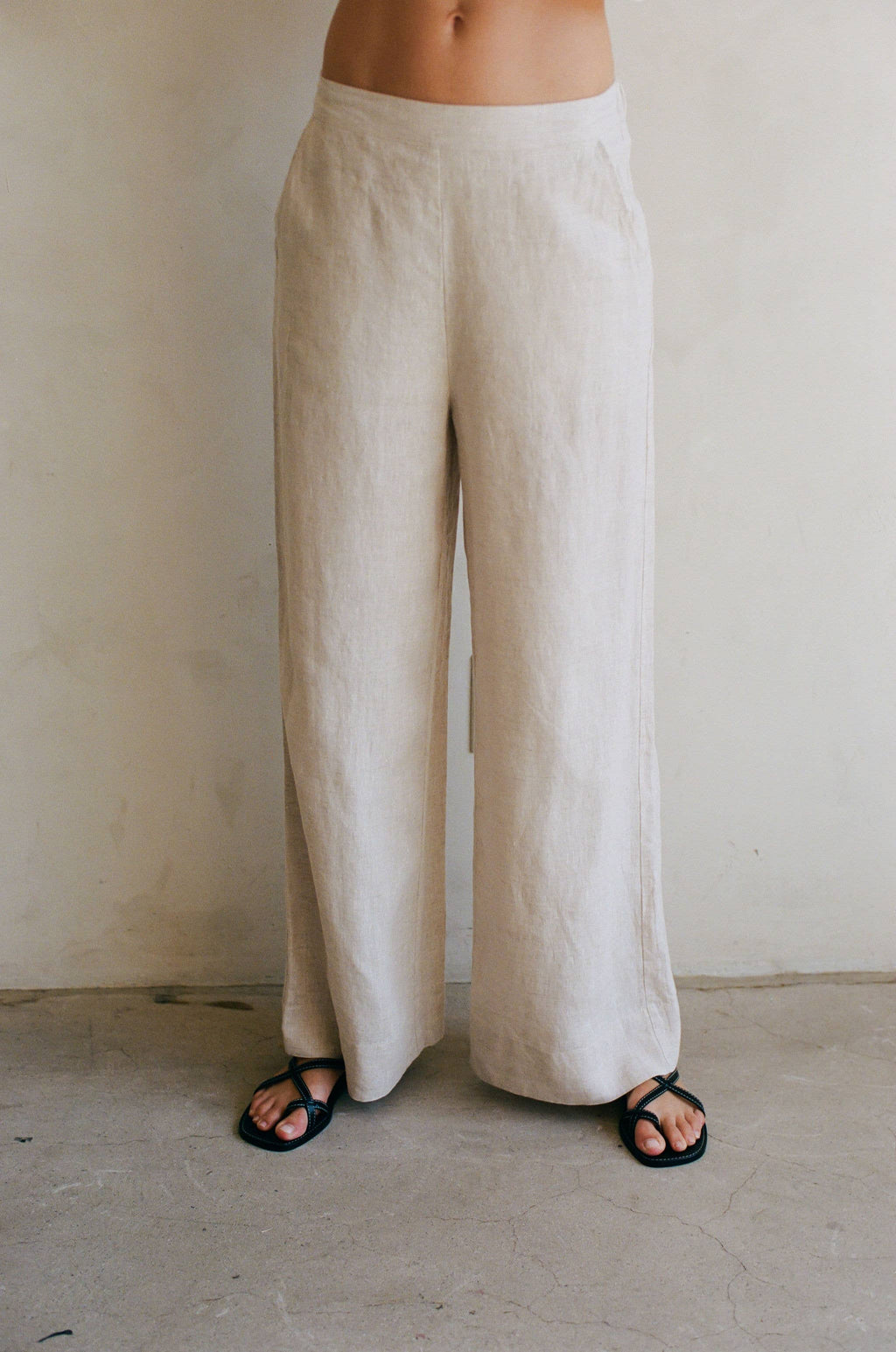 Woven 100% Linen Wide Leg Pants