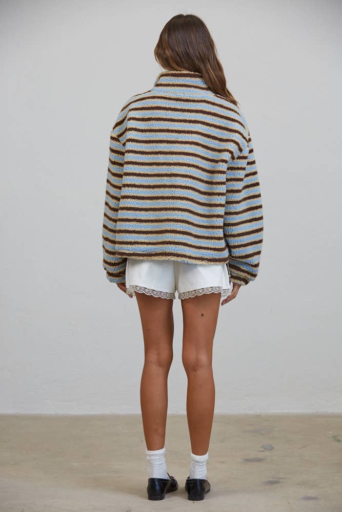Angelica | Sherpa Striped Half Zip