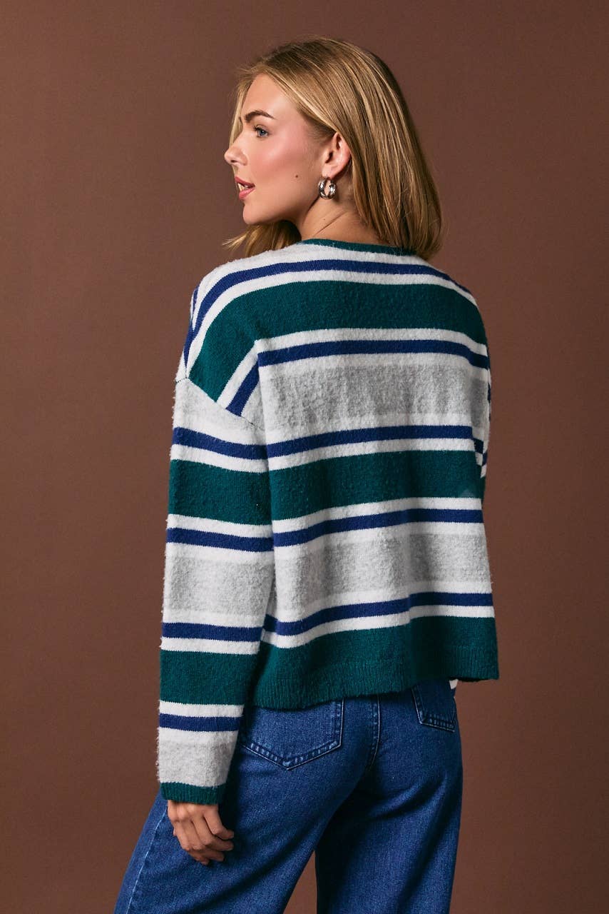 Ember | Long Sleeve Striped Soft Cardigan