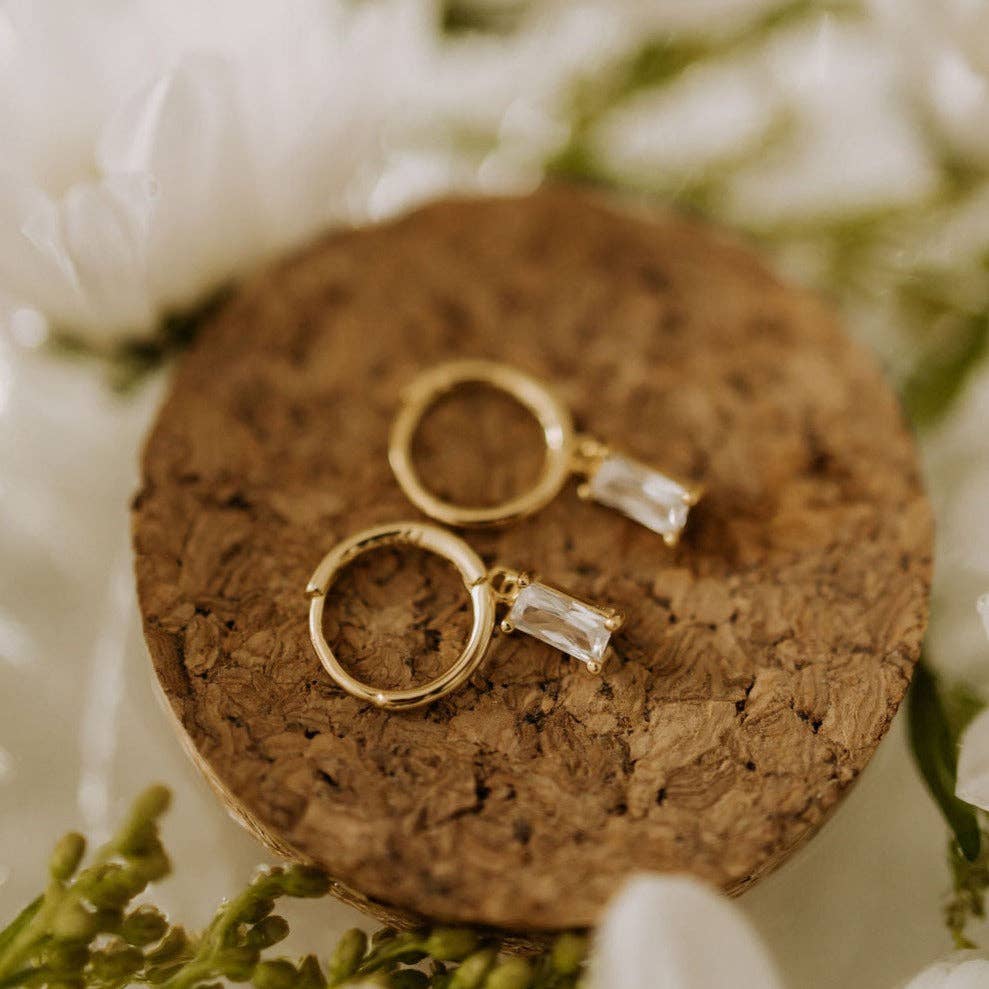 Baguette Diamond Dangle Hoops