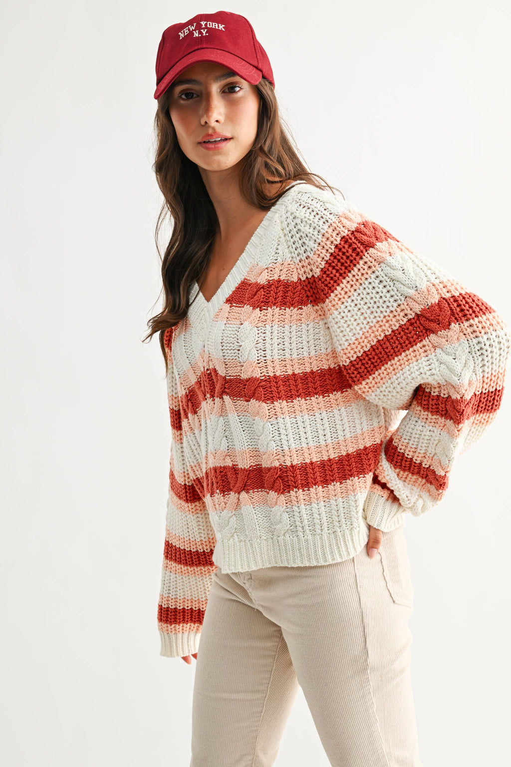Sunset | Stripe Chunky Knit Sweater