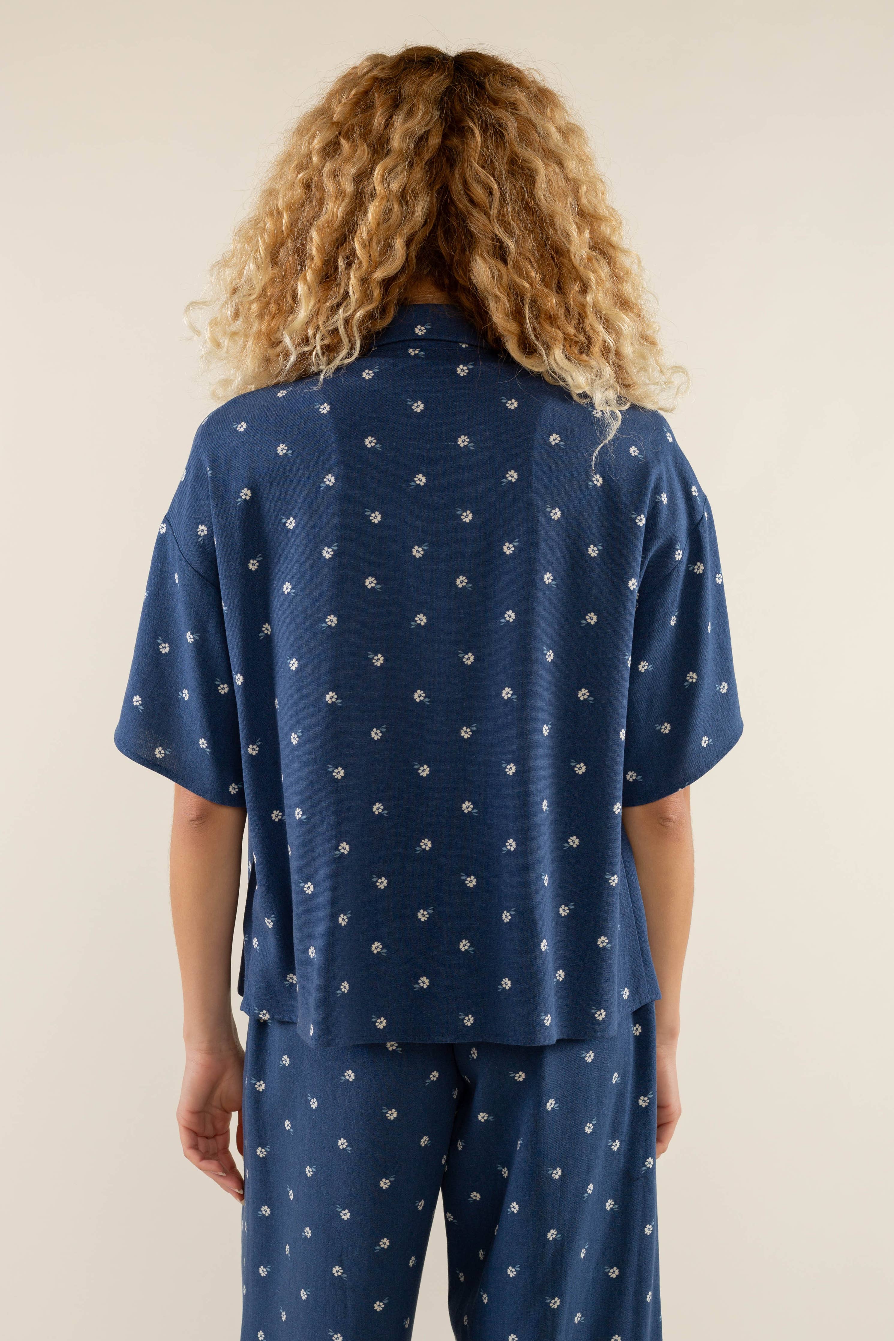 Luna | Boxy Button Up Shirt Ditsy Floral Blouse