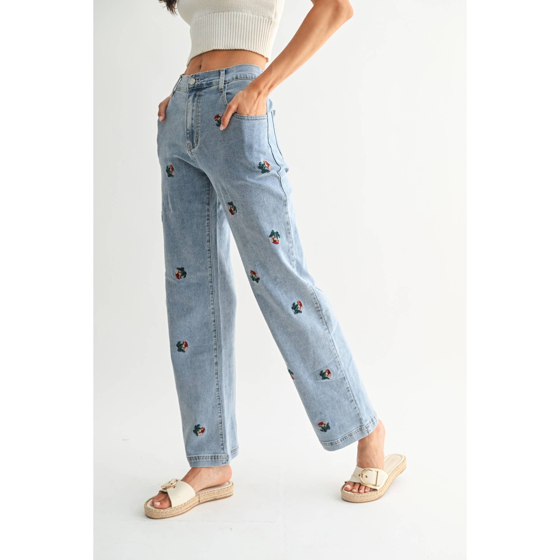 Maeve | Exquisite Embroidered Denim Jeans