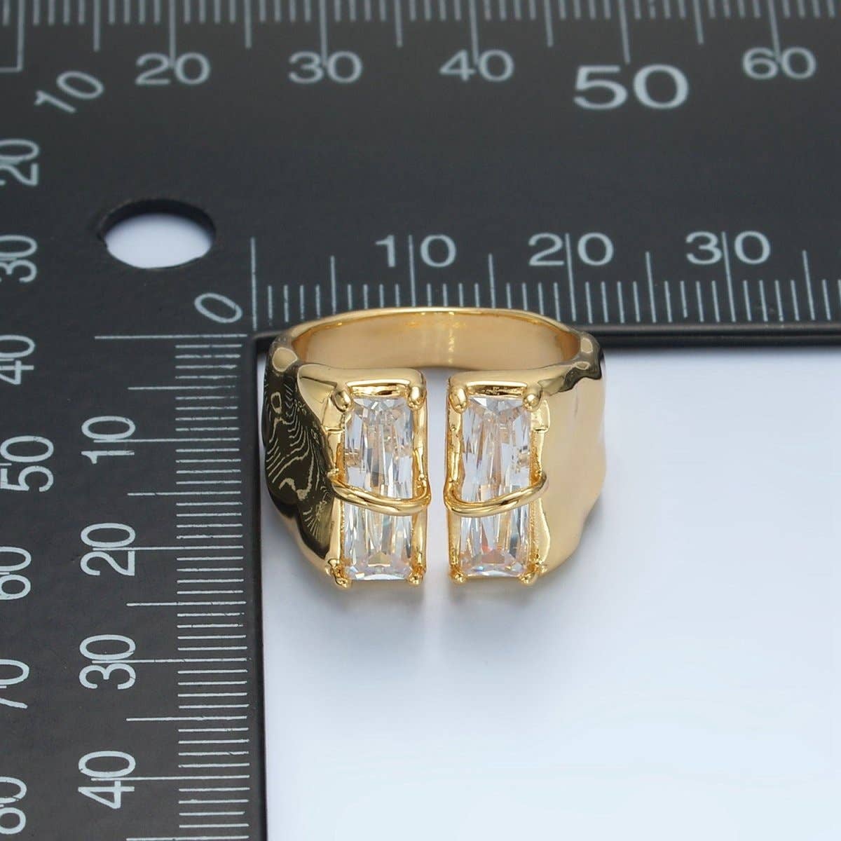 S. 6 24K Gold Filled Double Baguette Signet Wrap