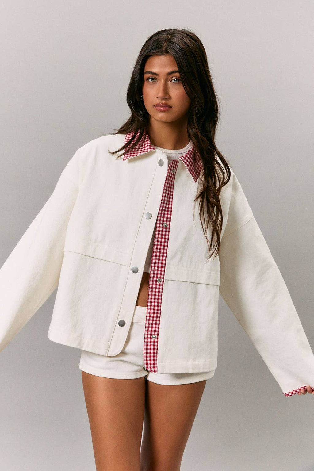 Kit | Jacket with Gingham Contrast
