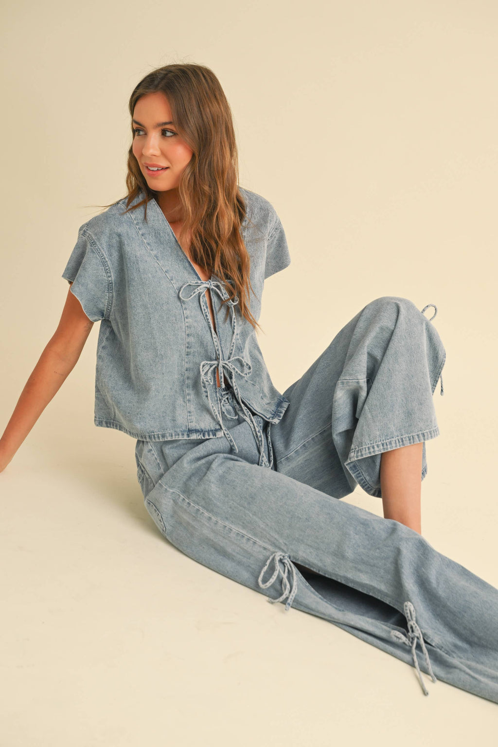 Indigo | Denim Tied Front Blouse