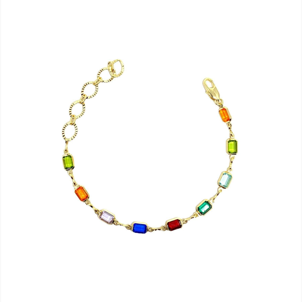 18k Gold Filled Multicolor Bracelet 7 Inch