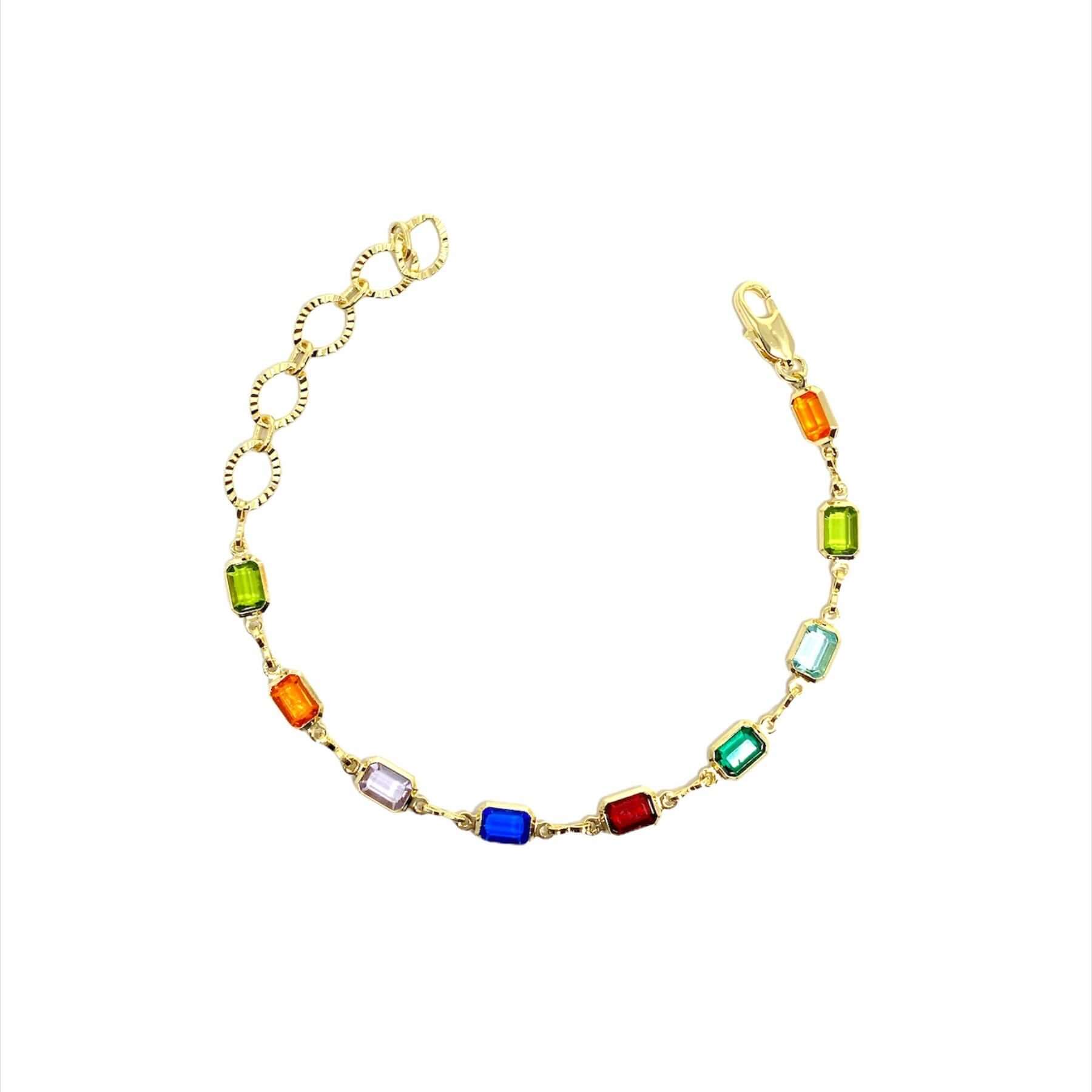 18k Gold Filled Multicolor Bracelet 7 Inch