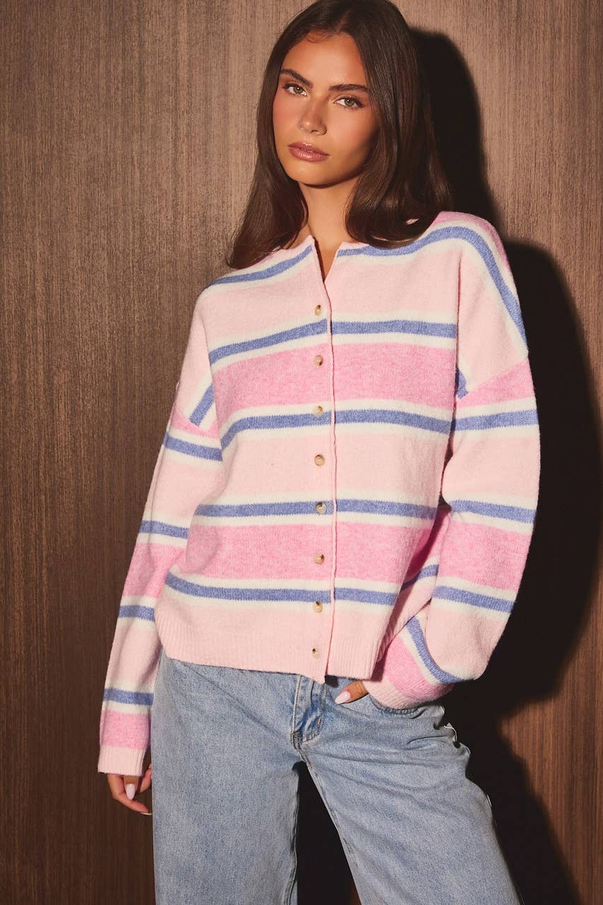 Ember | Long Sleeve Striped Soft Cardigan