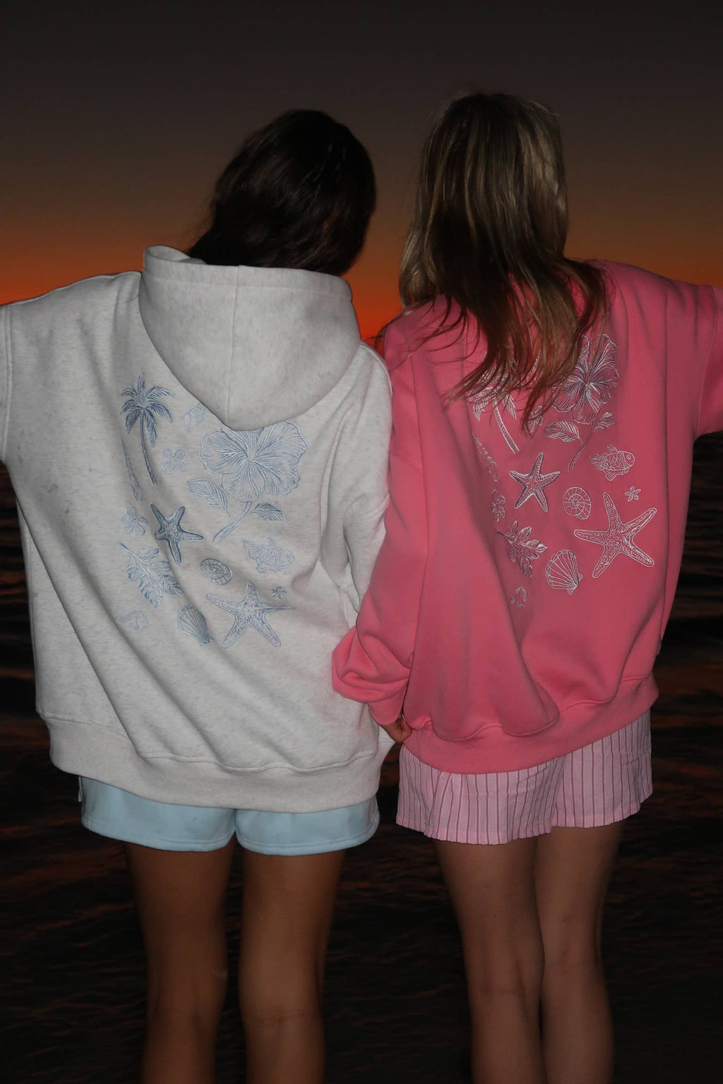 Pearl Grey | Tropical Embroider Hoodie