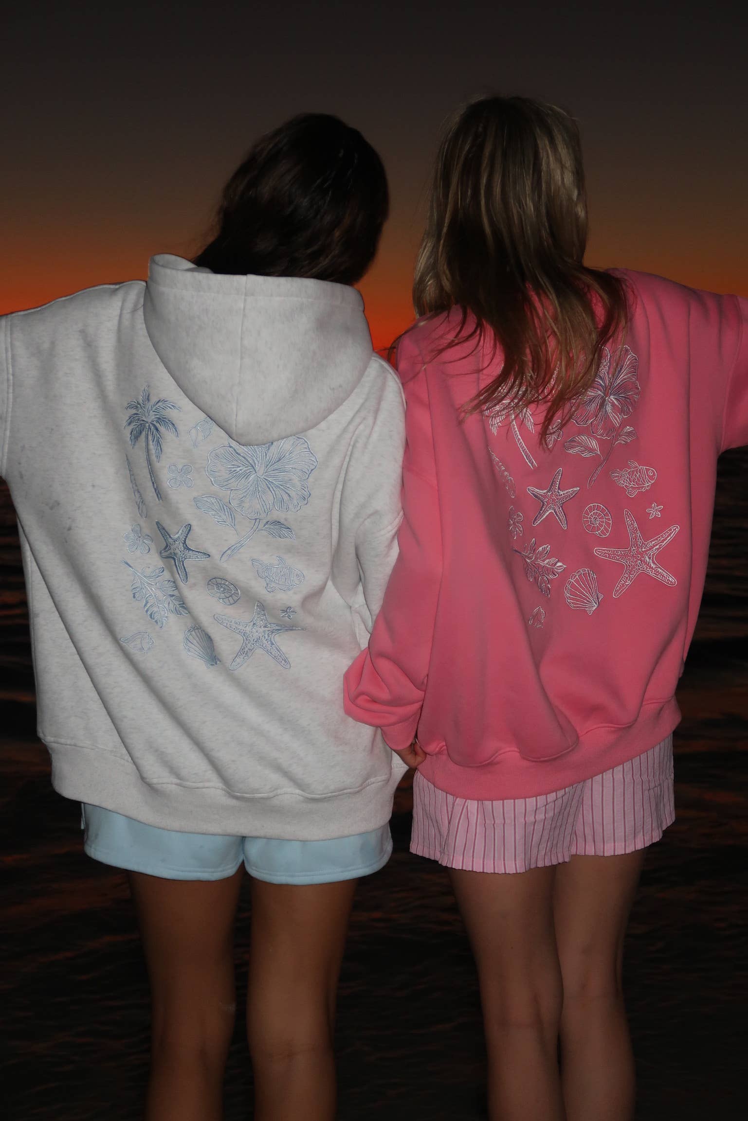 Pearl Grey | Tropical Embroider Hoodie