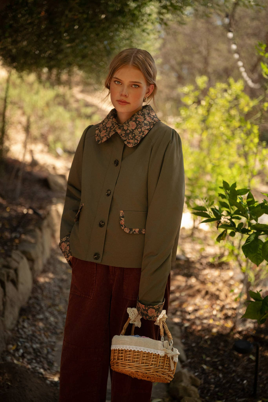 Rose | Utility Jacket with Contrast Floral