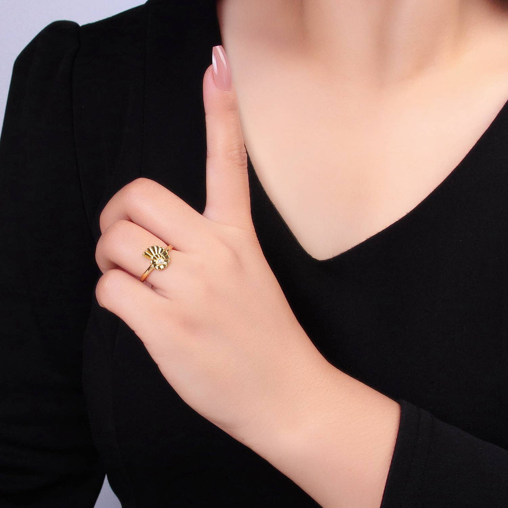 24K Gold Filled Shell Pearl Adjustable Ring