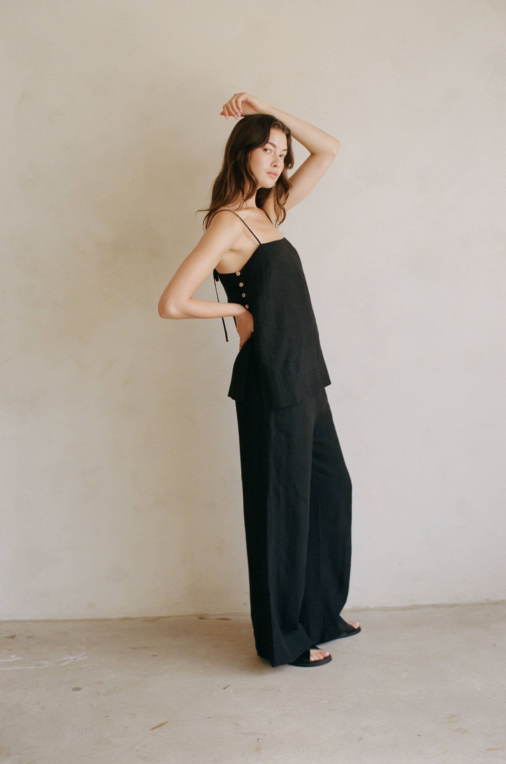 Woven 100% Linen Wide Leg Pants