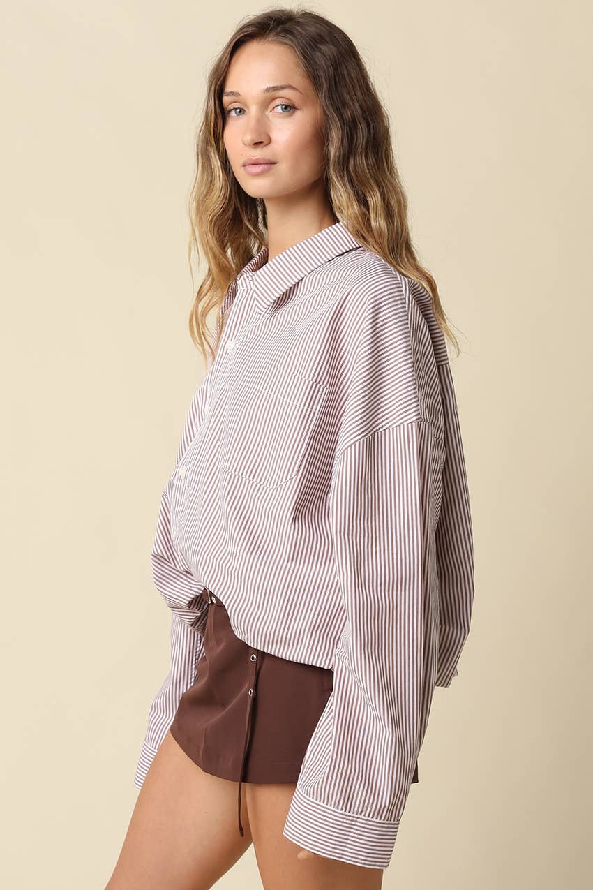 Indy | 100% Cotton Boyfriend Pinstripe Shirt