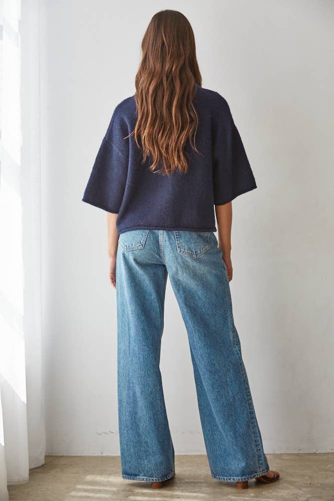 Wilma | Knit Sweater Quarter Sleeve Button Up Cardigan Top