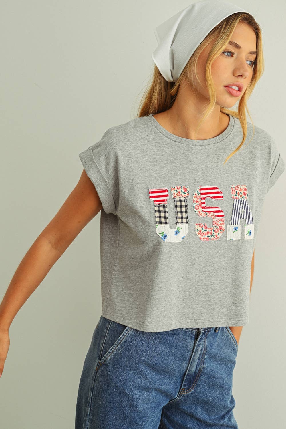 July | USA Floral Patchwork Front T-Shirt