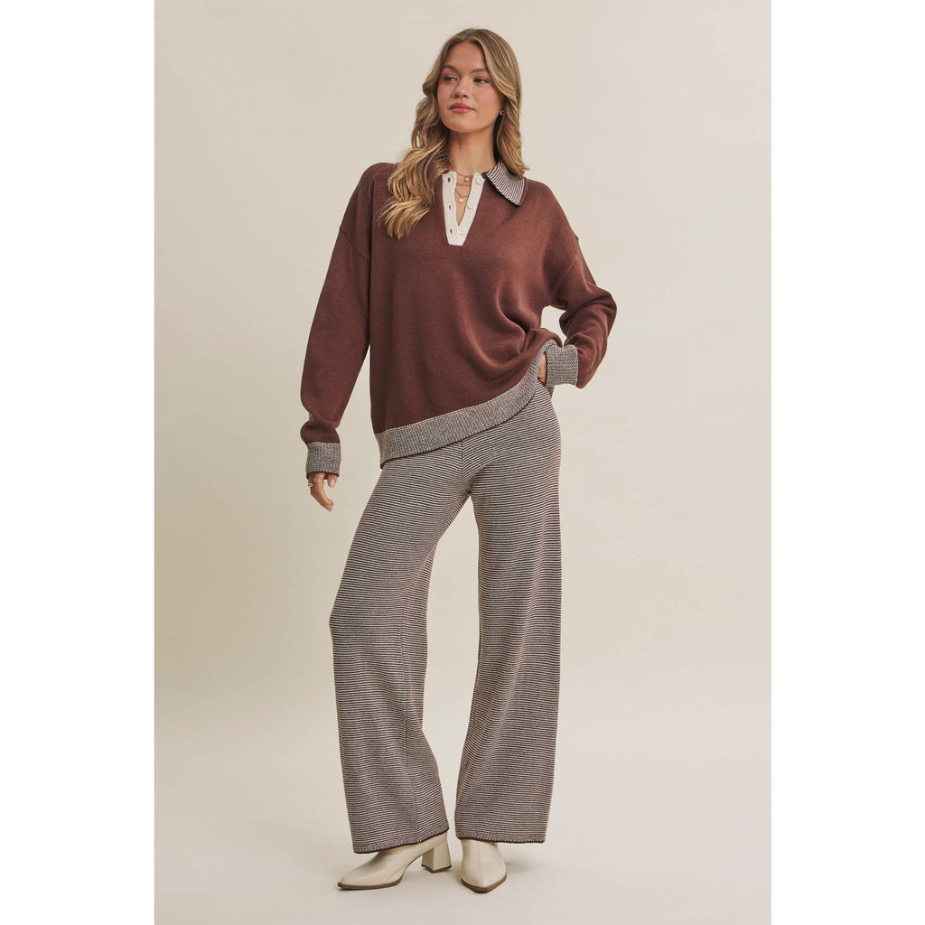 Cinnamon | Cozy Cabin Henley Sweater Set