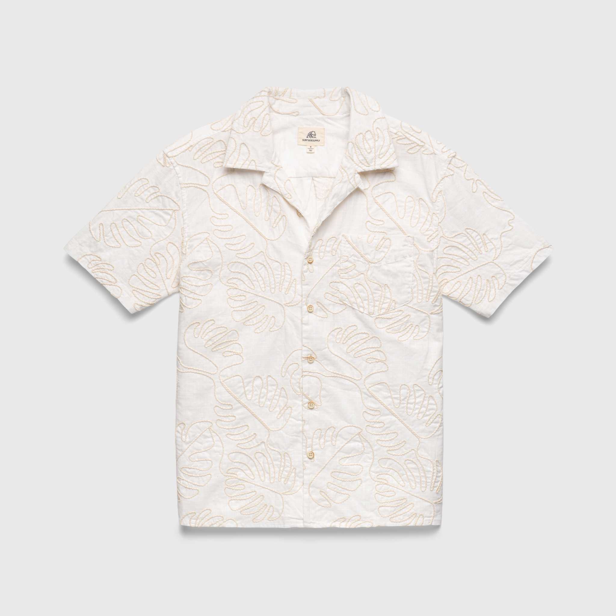 Beau | Leaf Embroidery Camp Collar Shirt