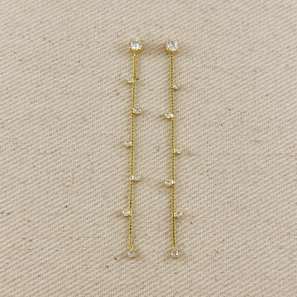 18k Gold Filled Scattered CZ Dangling Earrings