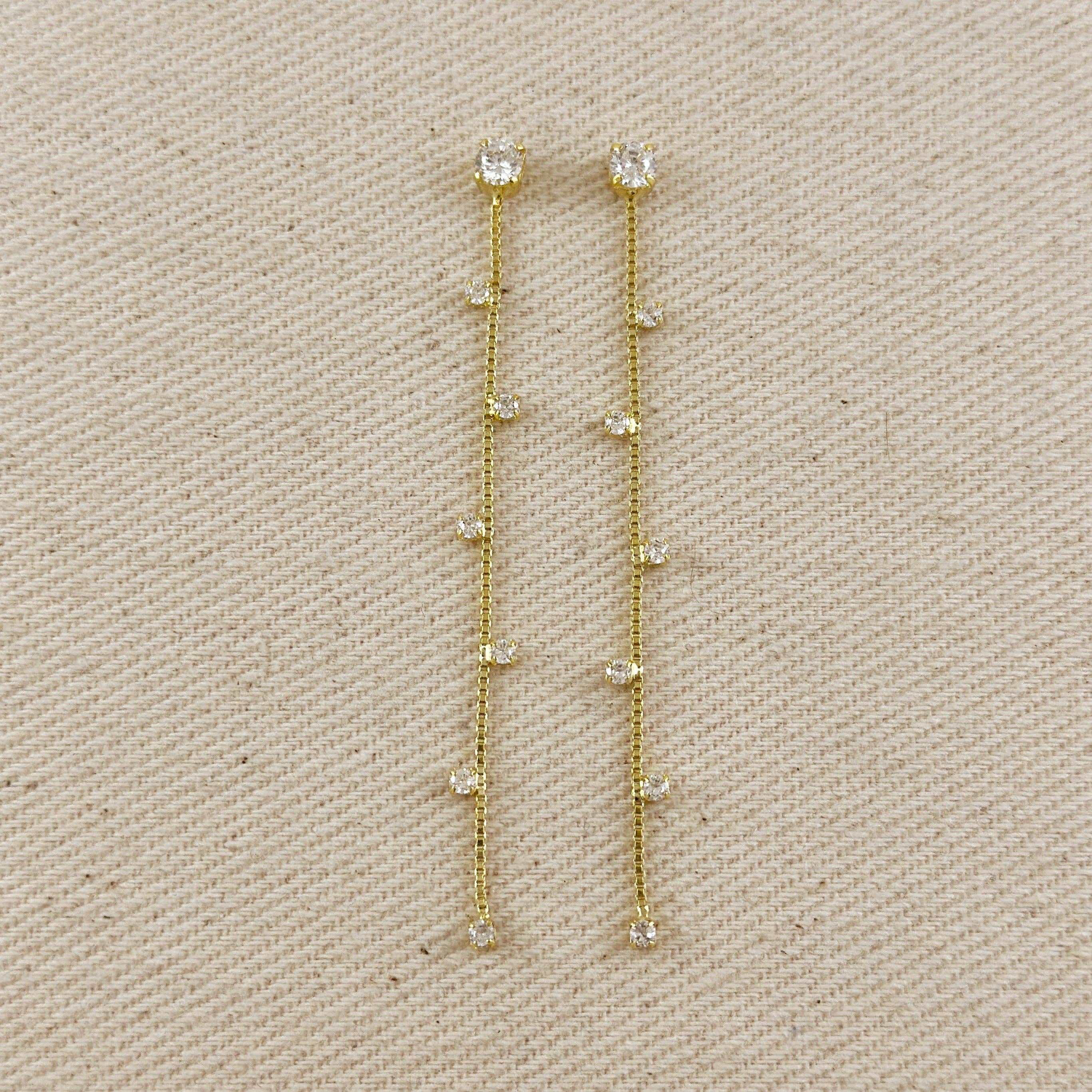 18k Gold Filled Scattered CZ Dangling Earrings