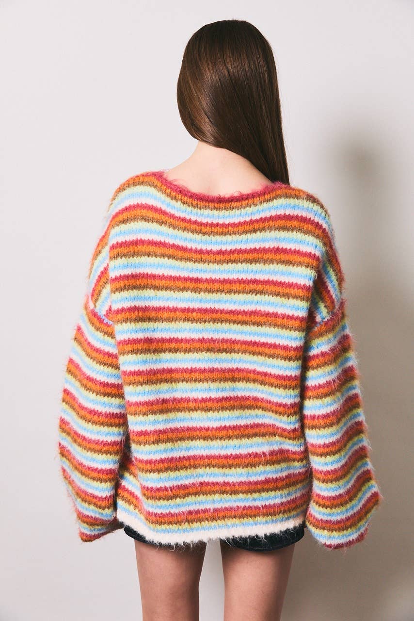 Jennifer | Chunky Knit Multi Striped Sweater