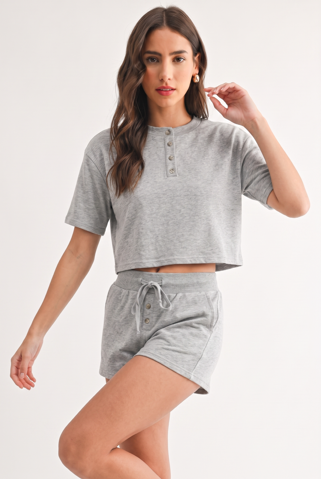 Cozi | Button-Up Cropped Loungewear Top
