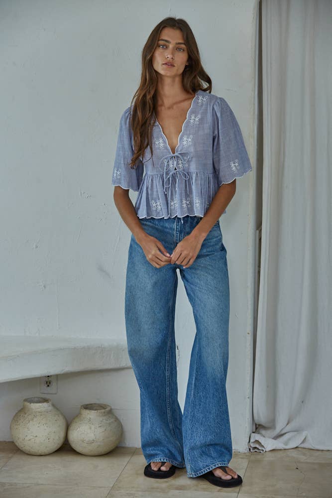 Harbor | Woven 100% Cotton Striped Top