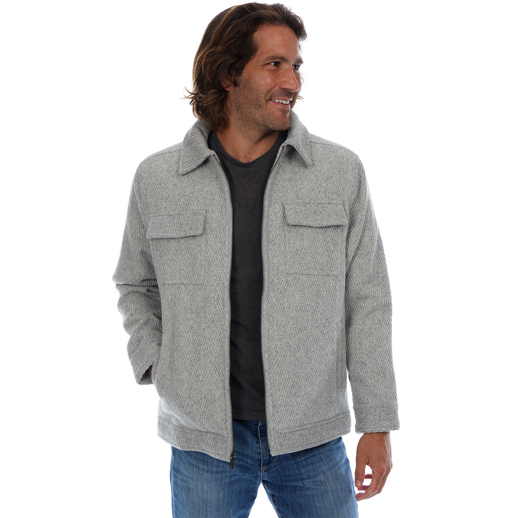 Kane | Textured Zip Up Wool Cargo Pocket Jacket