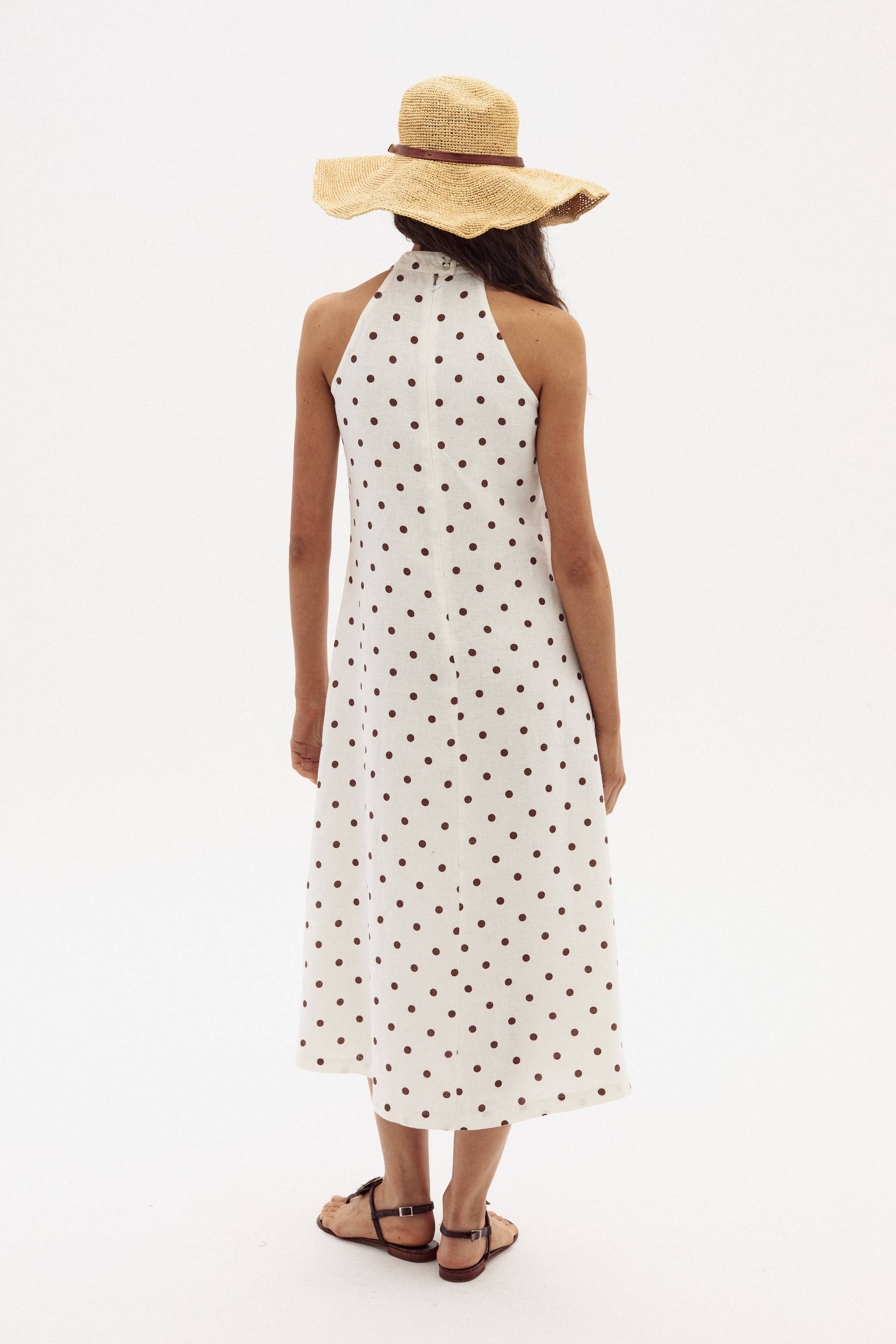 Olivia | 100% Organic Linen Dress - Brown Polka Dots Haven Olivia | 100% Organic Linen Dress - Brown Polka Dots Haven