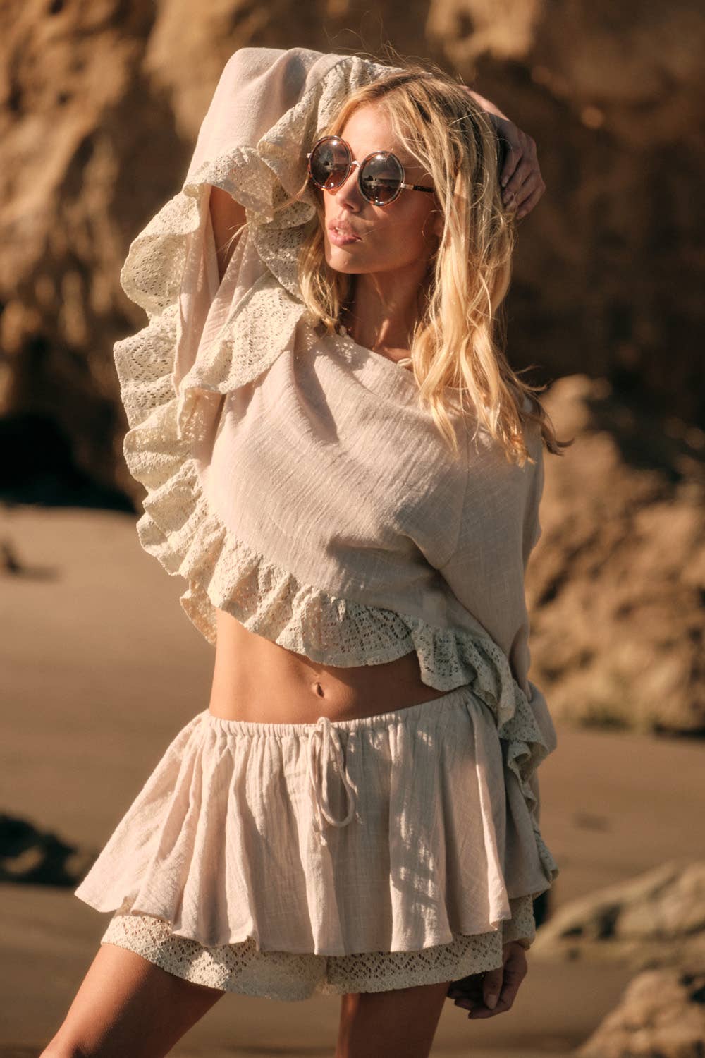 Calliope | 100% Cotton Lace Cropped Top