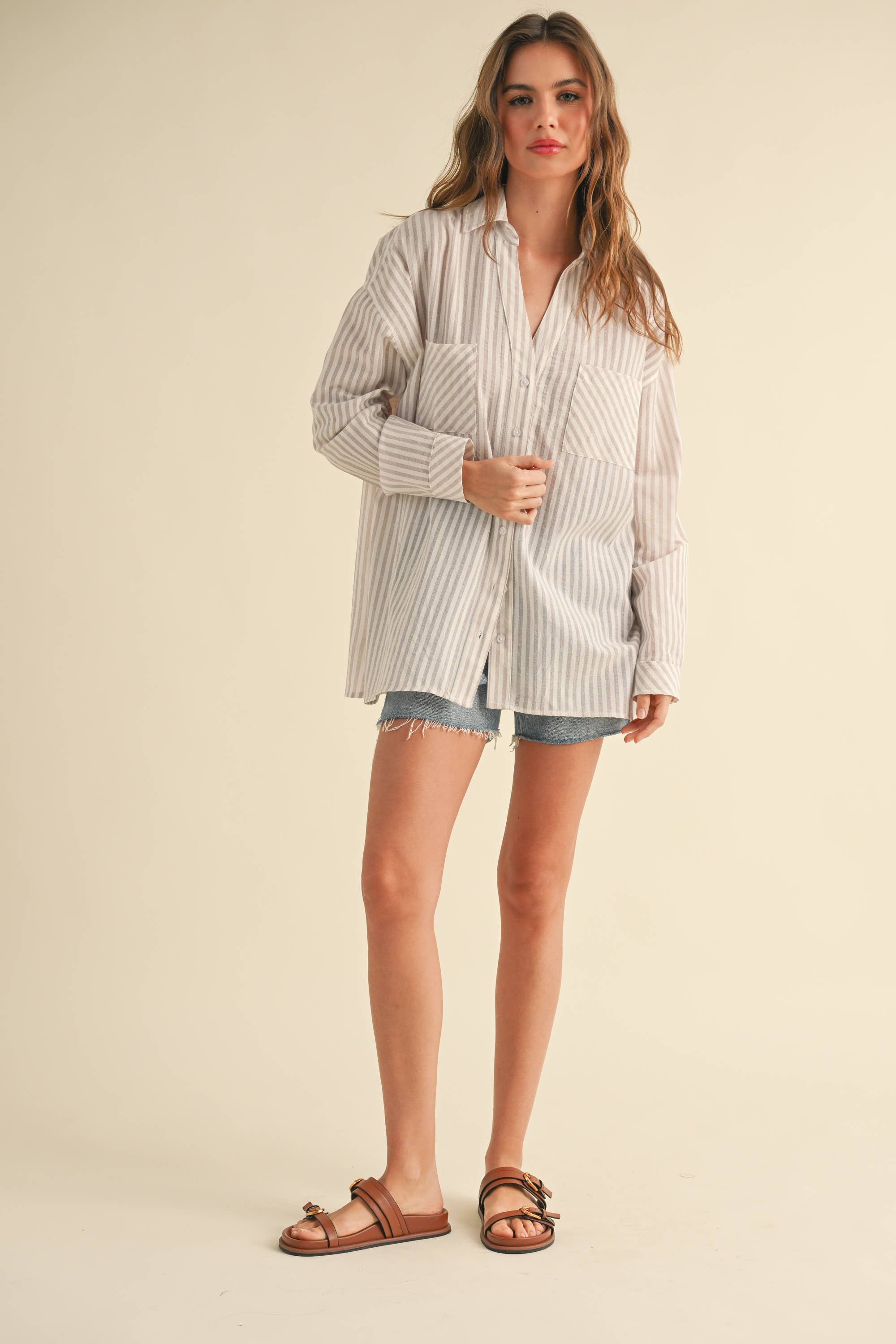Millionaire Mommy | 100% Cotton Striped Pattern Button Down Shirt