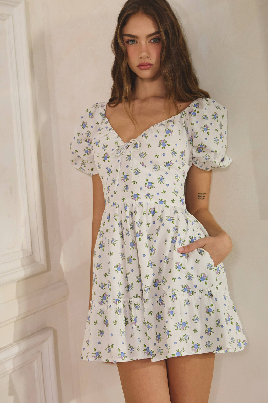 Blueberry | 100% Cotton Ruffle Mini Dress