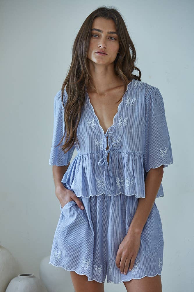 Harbor | Woven 100% Cotton Striped Top