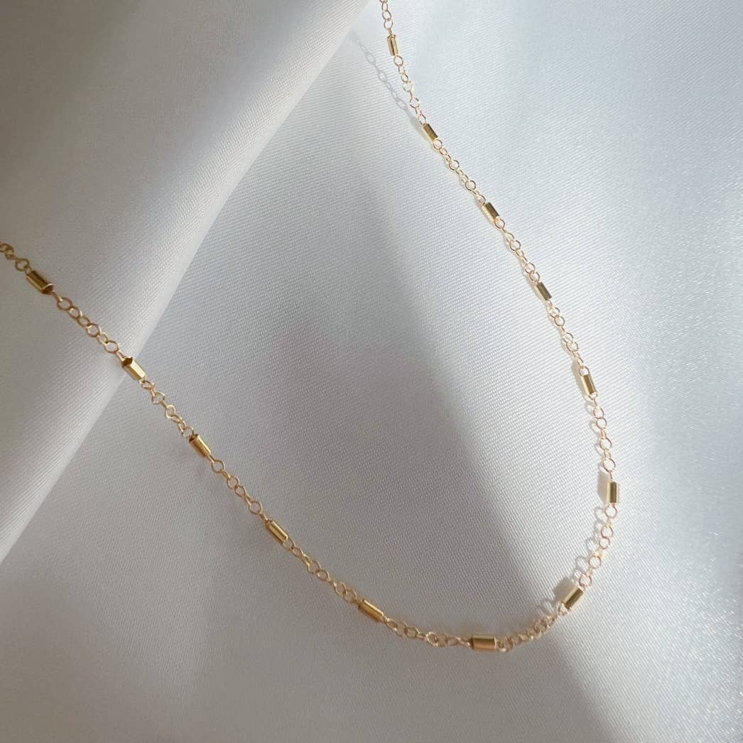 Jake Bar Cable Layering Chain Necklace Gold Filled 18"