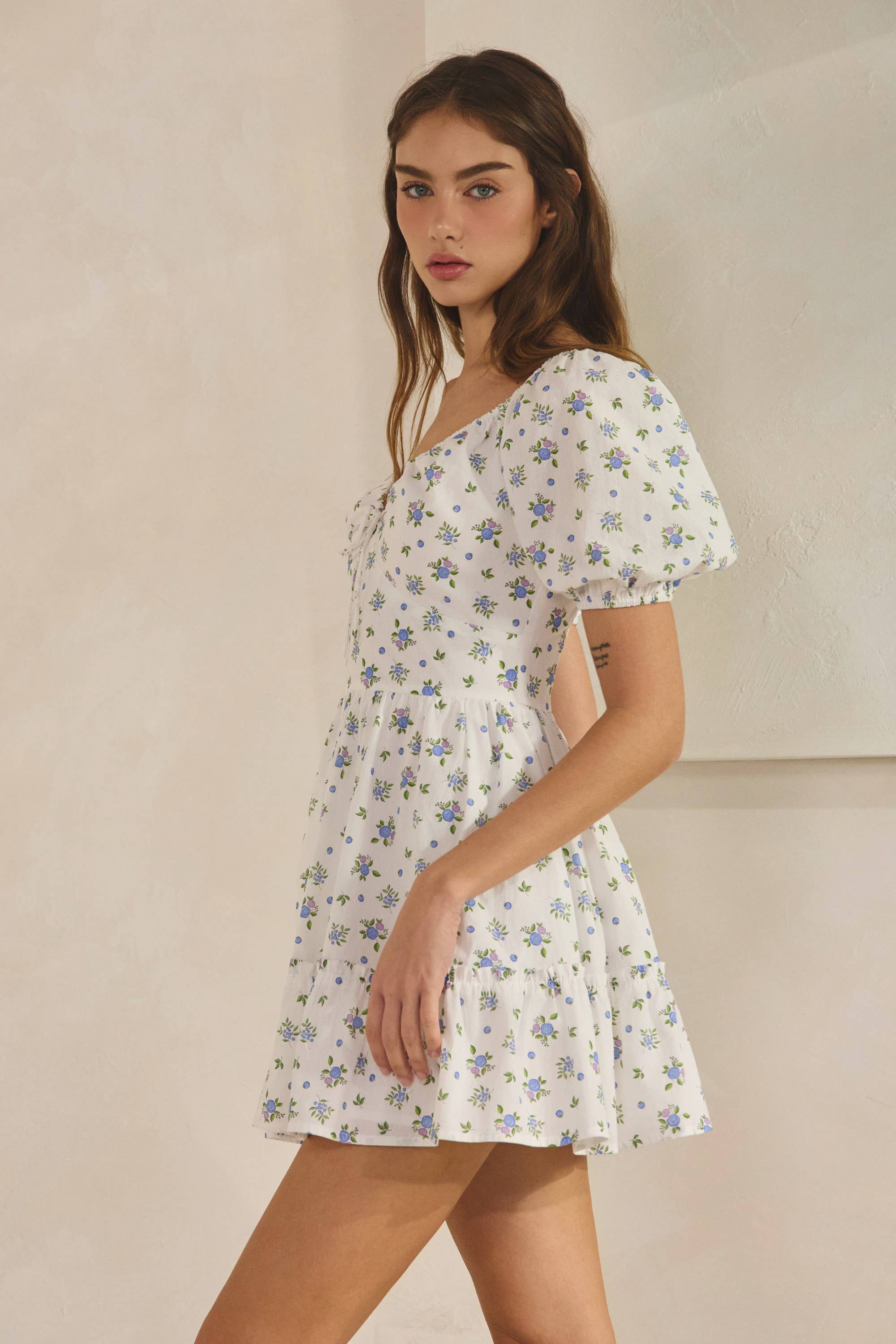 Blueberry | 100% Cotton Ruffle Mini Dress