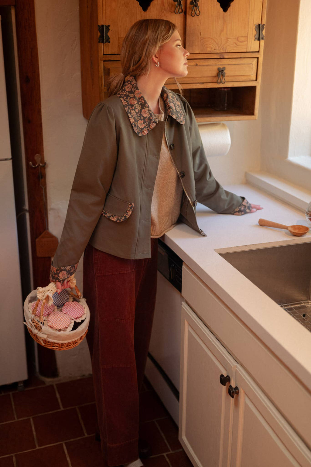 Rose | Utility Jacket with Contrast Floral