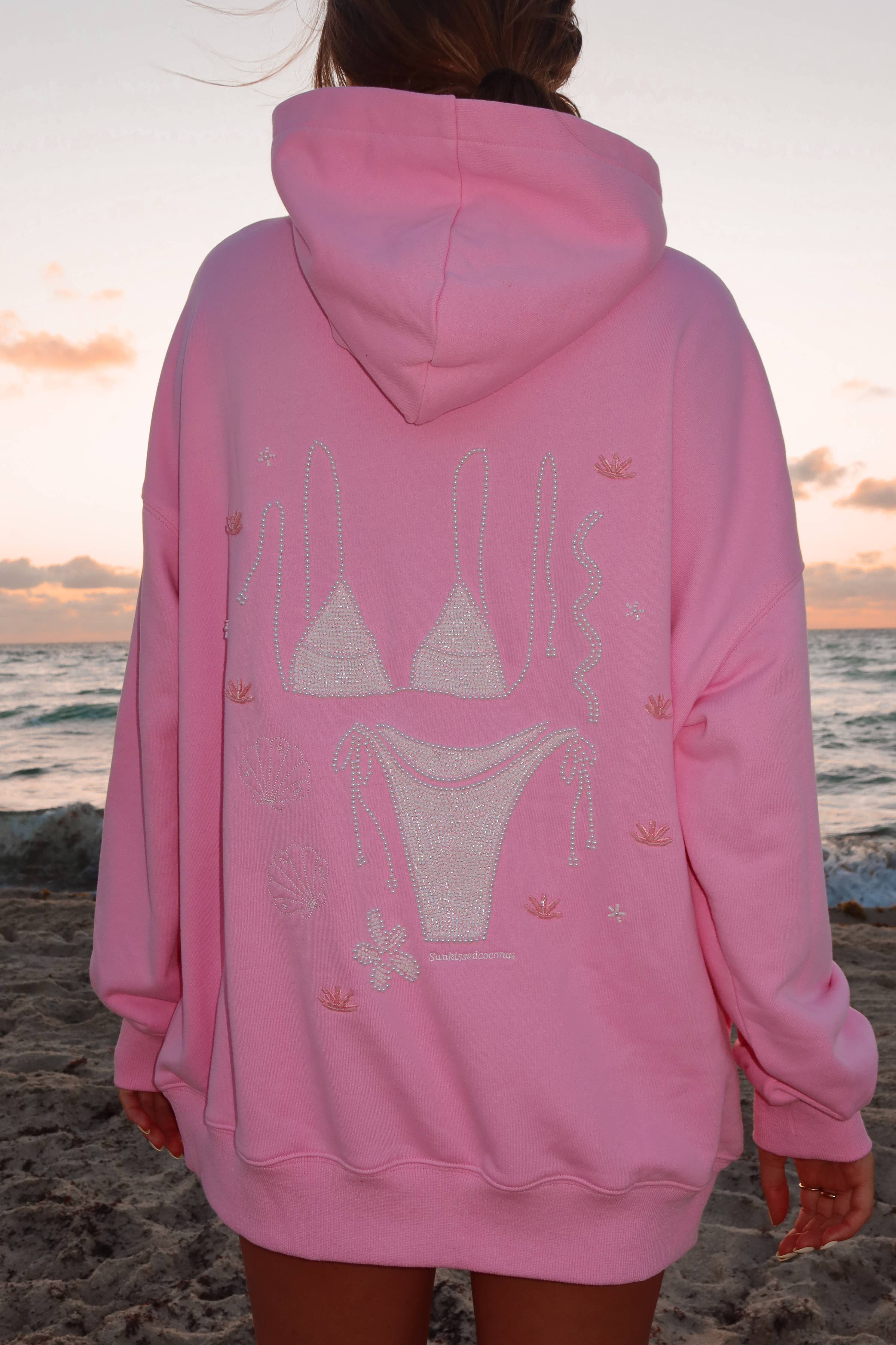 Lottie | Pink Bikini Beaded Hoodie
