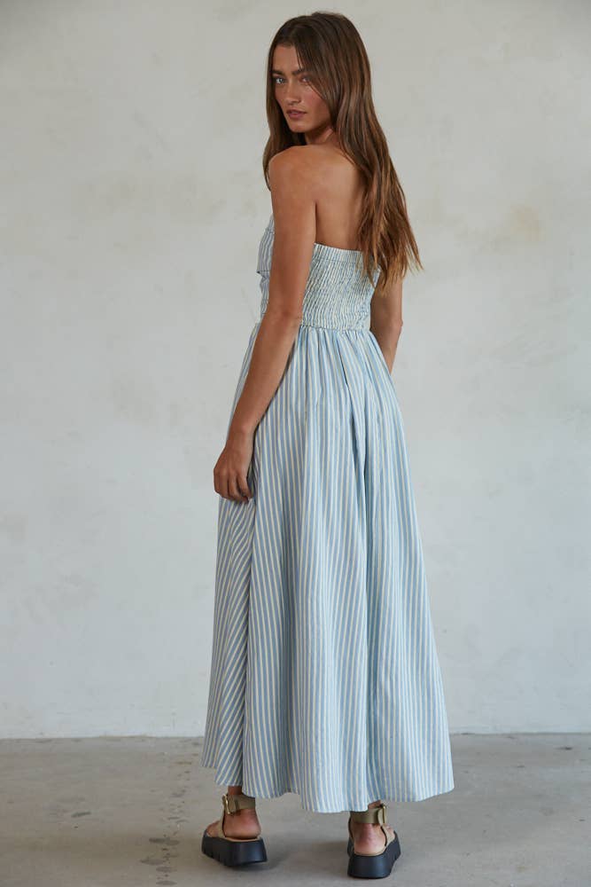 Blu | Striped Strapless Maxi Dress