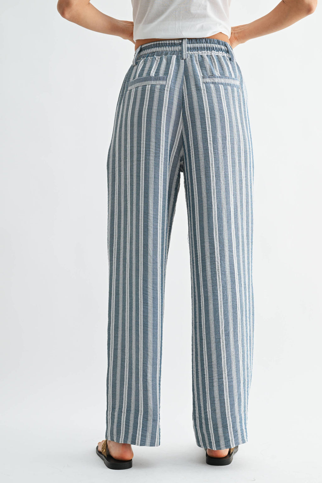 Antlantic | Striped Wide Leg Drawstring Pants