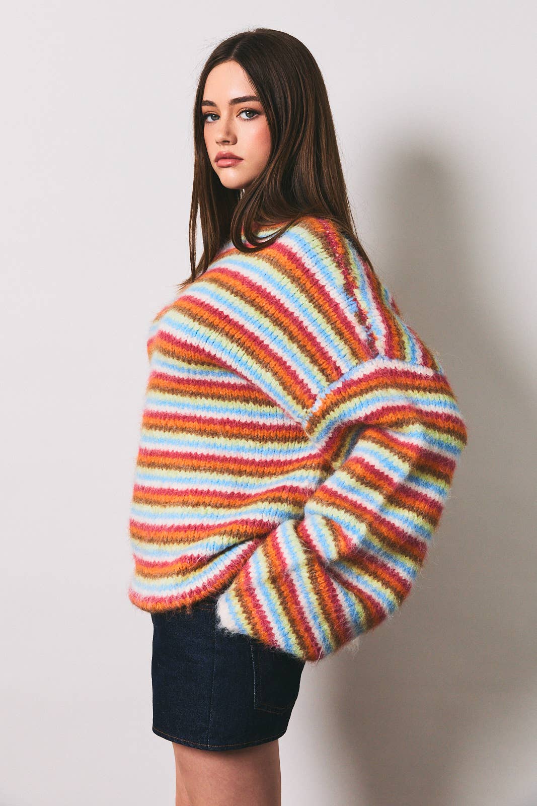 Jennifer | Chunky Knit Multi Striped Sweater