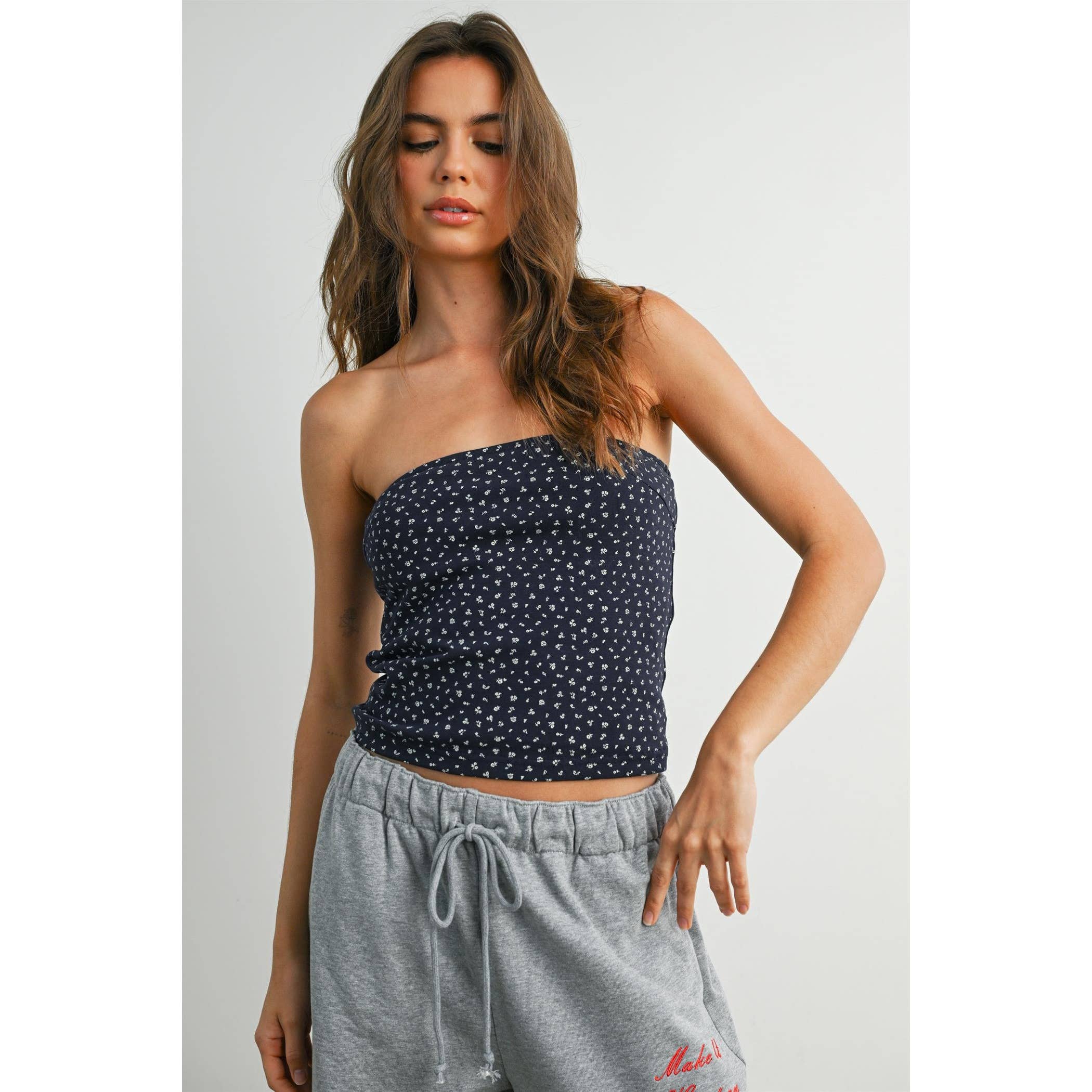 Delaney | Floral Print Sleeveless Tube Top