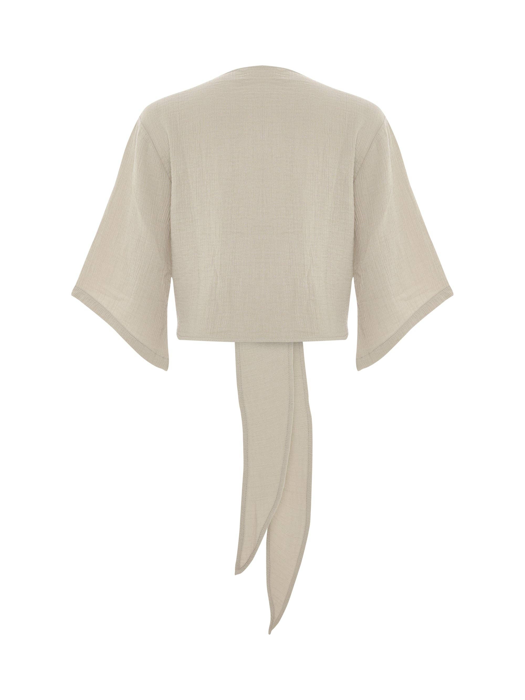Aura Oatmeal | Wrap Top 100% Turkish Cotton