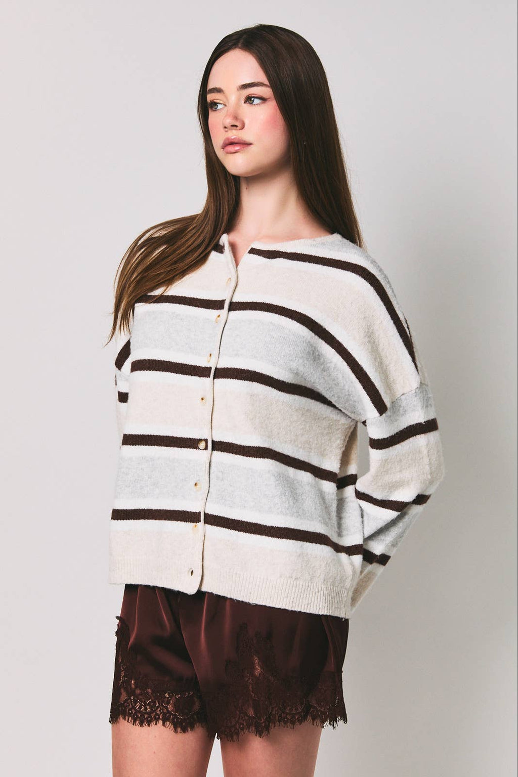 Ember | Long Sleeve Striped Soft Cardigan