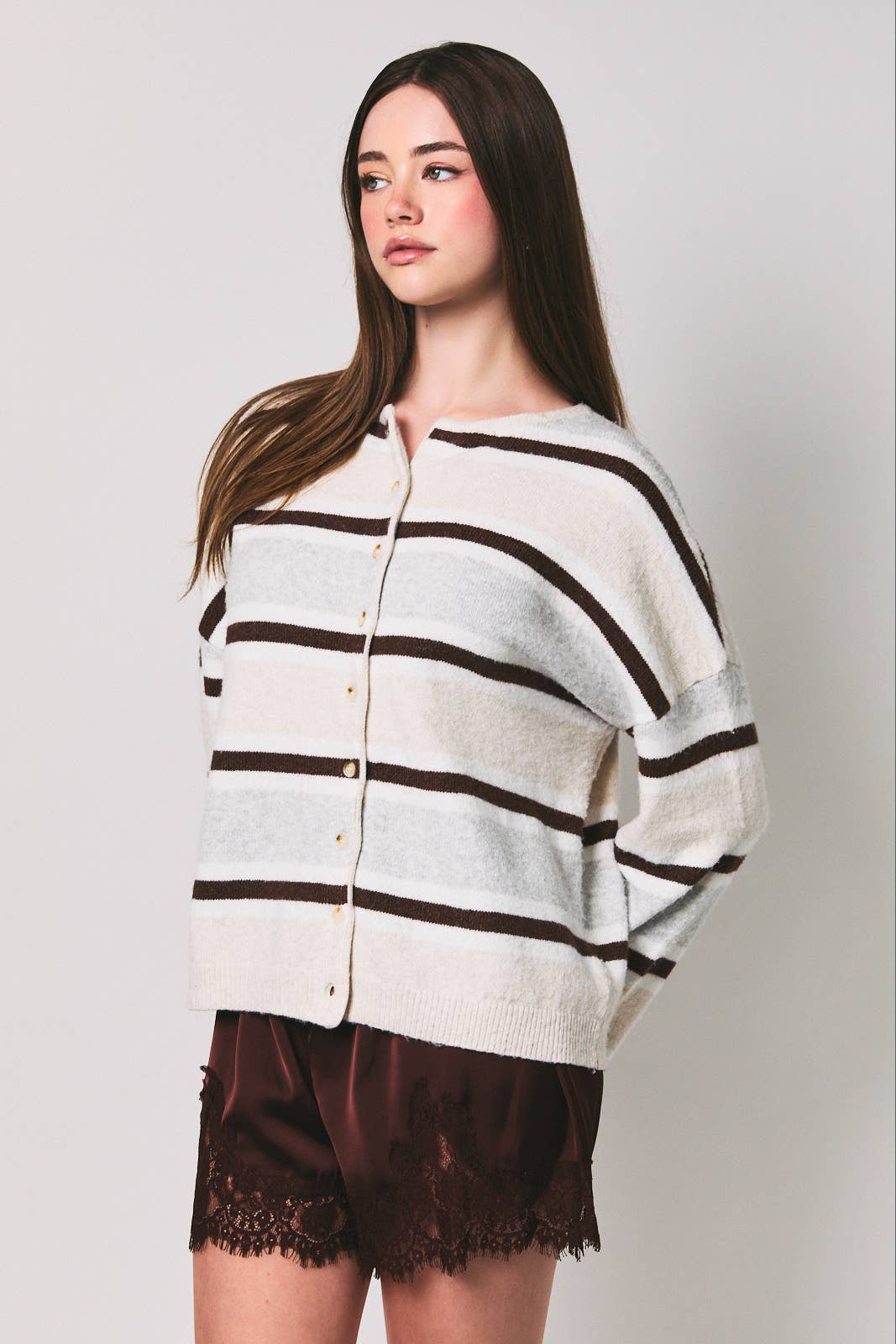 Ember | Long Sleeve Striped Soft Cardigan