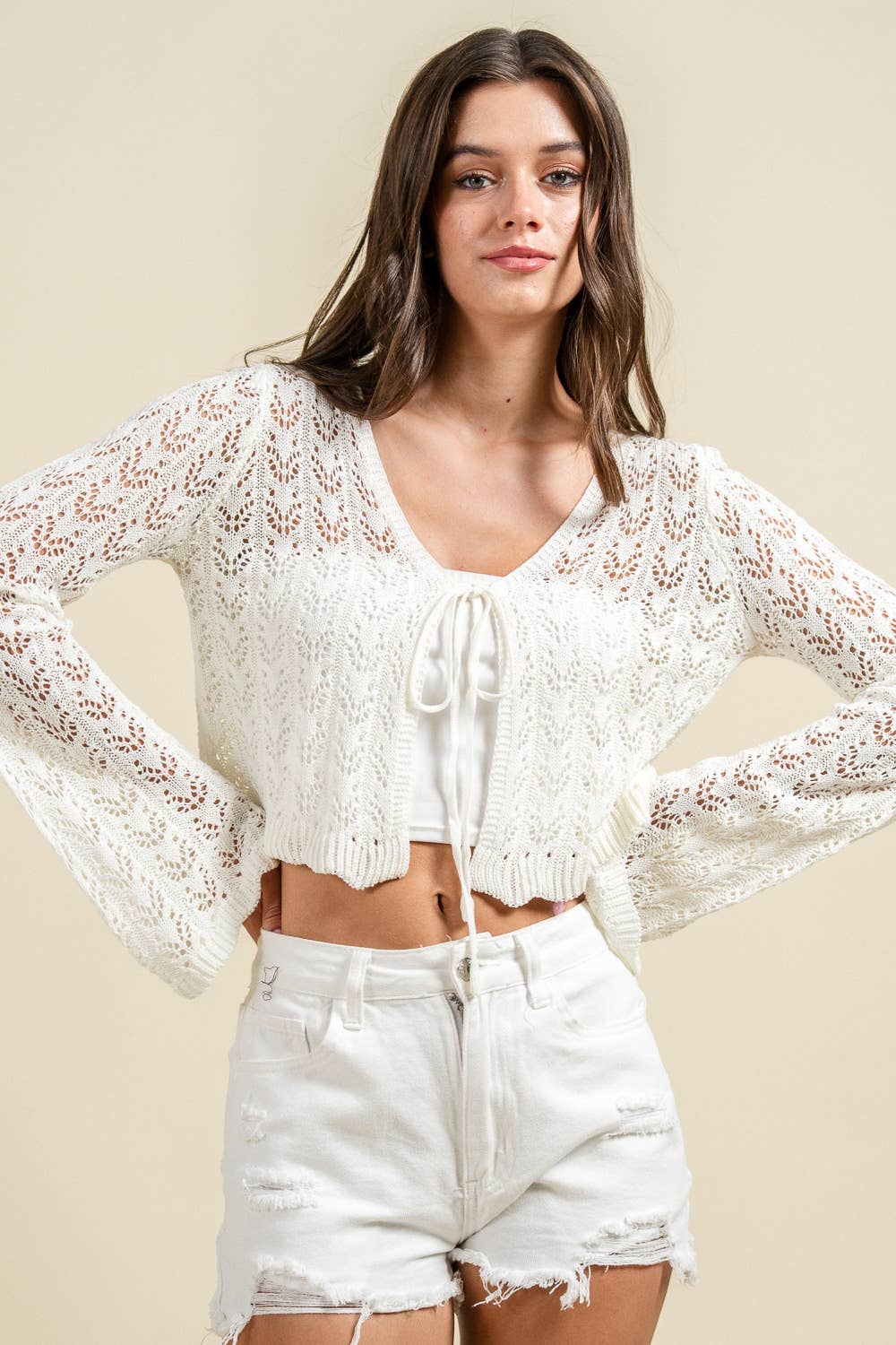 Stella | Crochet Open Knit Crop Cardigan