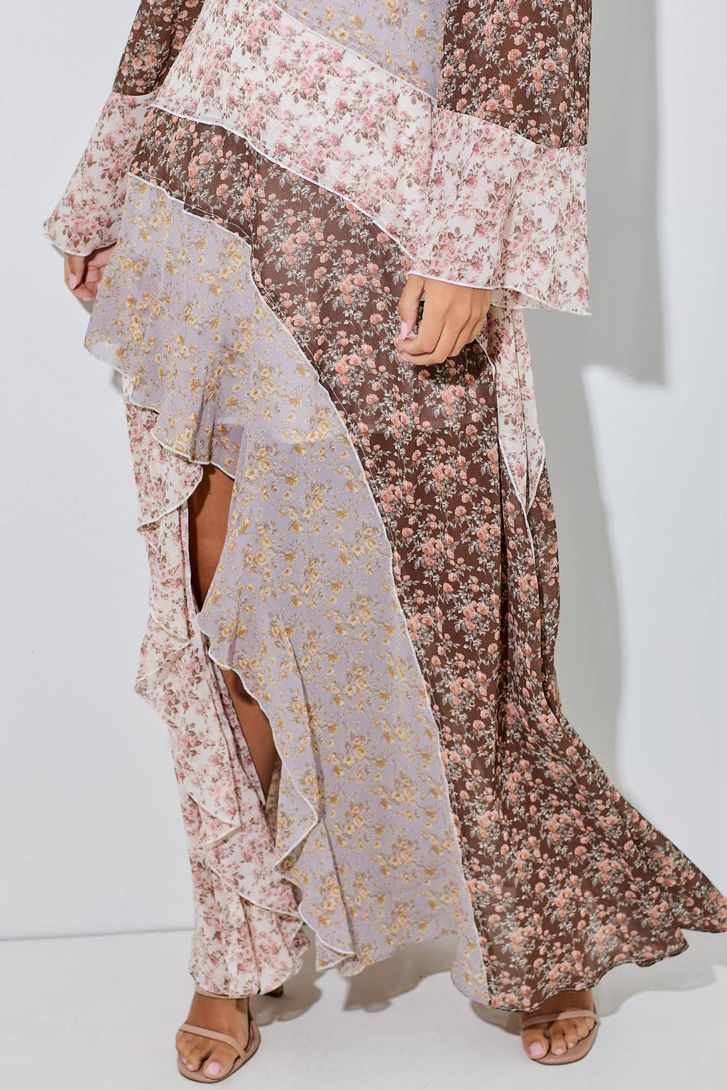 Meadow | Floral Chiffon Ruffle Maxi Dress