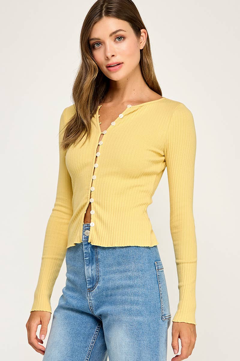 Brighton | Slim Ribbed Stretch Fitted Long Sleeve