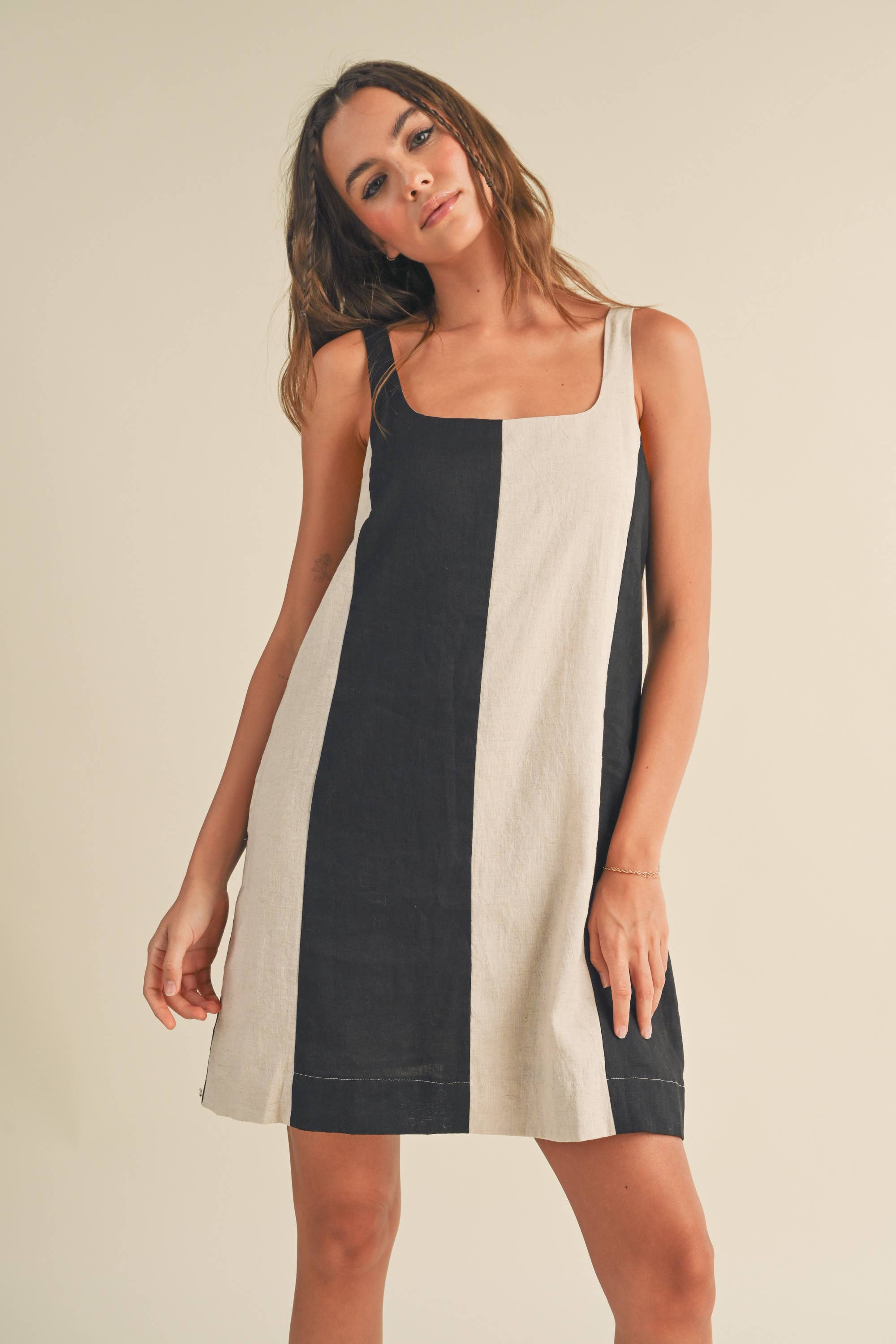 Rue | Color Block Linen MIni Dress 100% Linen